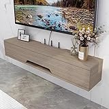 Schwimmende TV-Einheit,Wand befestigter schwimmender TV-Ständer,TV Lowboard Hängend aus Holz,Hängeboard Wohnwand,Unterhaltungsmedienkonsolen-Center Großer Aufbewahrungsschrank,110 cm/Weißes Gold