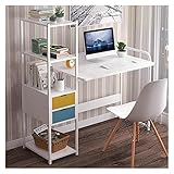 Computertisch Pc. Laptop-Schreibtisch mit 4-stufigen Lagerregalen for Home Office-Schlafzimmer Moderne stilvolle Schreibtisch-Workstation mit Bücherregal und Lagerschubladen Schreibtische (Color : A