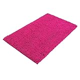 PANA Bologna Chenille Badematte in versch. Farben • Badteppich aus weichen Fasern - rutschfest & waschbar • Badematte • Rutschfester Badezimmerteppich • Duschvorleger 60 x 100 cm • Farbe: Fuchsia