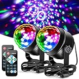 Litake Discokugel Discolicht, Neueste 6W Party Lichter DJ Bühnenbeleuchtung 7 Farben Modi Musikgesteuert Fernbedienung LED Patry Lampe für Kinder Party Halloween Weihnachten, 2 Stück