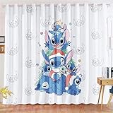 CICOOOD Lilo & Stitch Verdunkelungsvorhang-Set Für Schlafzimmer 3D-Druck Anime Stitch Vorhänge Für Kinderzimmer Schiebegardine Blickdicht Für Dekoration (220x215cm(BxH)/ 110x215cmx2,1)