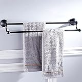 Schwarze Sets Wandmontage Haartrockner Rack Antik WC Papierhandtuchhalter Toilettenbürstenhalter Badezimmer Hardware Handtuchhalter (Doppelhandtuchstange)