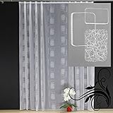 EASYHomefashion Hochwertige Fertiggardine Voile Store Deko Schal mit Stickerei Faltenband Bleiband NAGO 165 x 450 cm (HöhexBreite)