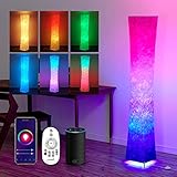 chiphy Stehlampe, 164 cm hohe Lampe, dimmbare und RGB-Farbwechsel-LED-Smart-Glühbirnen und weißer Stoffschirm, mit Fernbedienung, Stehlampe für Wohnzimmer, Schlafzimmer und Spielzimmer