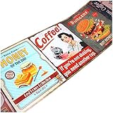 Wandtattoo Selbstklebende Retro Bordüre 2,5m x 18cm Vintage Old School Look Wanddekor Wohnzimmer Wand Küche Wandaufkleber Wandsticker W004 (Nr. 1 Food 1)