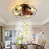 Deckenventilator Mit Beleuchtung E27 Leuchtmittel Retro-Ventilator Deckenleuchte Mit Fernbedienung 6-stufige Windgeschwindigkeit Einstellbar Lampe Mit Ventilator Für Wohnzimmer Schlafzimmer Esszimmer
