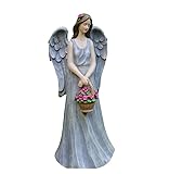 Hm Vicyy Gartenstatuen,Feenfiguren Zubehör,Blumentopf Garten Ornamente,Harz Fee Gartenfigur,Engel Zubehör Ornamente für Patio Rasen Hof Dekorationen（14 * 11 * 34CM）