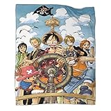 One Piece Decke Super Weiche Leichte Flanell Fleece Decke Für Bett Couch Sofa,(Luffy's Straw Hat Pirates) Ganzjährig Warme Kuschelige Plüsch Mikrofaser Decke 60x80inch(150x200cm)