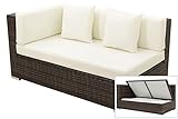 OUTFLEXX 2-Sitzer Ecksofa aus hochwertigem Polyrattan, braun marmoriert mit Kissenbox-Funktion, Armlehne rechts, inkl. Kissen, Lounge-Sofa, Couch, wetterfest, rostfrei, Boxfunktion