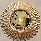 Spiegel – runder Sonnenspiegel aus Kunstharz, amerikanischer Retro-Eingang, Wohnzimmer, Badezimmer, Schminkspiegel (A(Gold))
