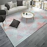 RUGMRZ Spiele Teppich Möbel Wohnzimmer Rosa Blauer Sofas Teppich mit geometrischem Muster ist super weich und verblasst Nicht Terrassendeko 80X200CM