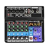Tonmischer 6-Kanal-Sound-Mischpult Bluetooth Mobile USB-Aufnahme Computer-Wiedergabe 48-V-Phantomspeisungs-Eingangsmischer A6