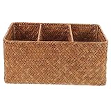OSALADI Stroh-Desktop-Aufbewahrungsbox Schlüssel-Organizer-Box Schubladenkörbe Fach-Organizer-Box Wc-Tankkorb Badezimmer-Theken-Organizer Langer Korb Couchtisch-Aufbewahrungskorb