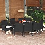 Tidyard 9-TLG. Garten Essgruppe Rattan Sitzgruppe Gartenmöbel Set Sitzgarnitur Loungesofa Essgruppe Garten Set Rattanmöbel Gartengarnitur Outdoormöbel mit Kissen Poly Rattan Schwarz