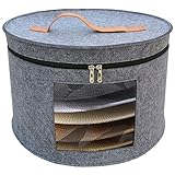 Hut-Aufbewahrungsbox, 43.2 cm Tx26.7 cm H, Reiseetui, Kleidung, Aufbewahrungsbehälter für Frauen, Stofftier, Behälter, Eimer mit Deckel und transparenter Vorderabdeckung (grau-B (43x26 cm))