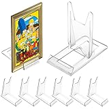 VCRANONR 6 Stück Acryl Ständer Kunststoff Tellerständer 11.5 x 11 x 6cm Teller Ständer DVD Tellerhalter Klar Telleraufsteller Schräger Schiebeständer Staffelei Display Aufsteller Teller für Bücher