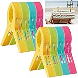 Wäscheklammern Groß, 8 Stück Strandtuchklammern Starke Towel Clips für Strandliegen, Windfeste Klammern auf Strand Reisen Sonnenliegen für Wäsche Strandtuch, Badetuch, Teppich
