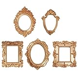 ABOOFAN 5Pcs Mini Gold Bilderrahmen Vintage Harz Fotorahmen Schmuck Display Frame Fotografie Fotorahmen Barock Ort Kartenfoto Halter Maniküre Foto Home Decor Gemischte Stil
