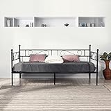 FetiNes Metall Tagesbett 90x190cm Bettgestell Jugendbett Gästebett Bett Sofa Metallbett Einzelbett Schwarz