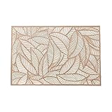 wojonifuiliy01 Kreatives rechteckiges PVC-Tischset mit Goldfolie, wärme- und blattförmigem Design, perfekt für Esstisch, Teetasse, Abendessenmatte im westlichen Stil Tischsets (Rose Gold, One Size)