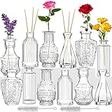 Kleine Vasen Set 12er Mini Vase Glas Vintage Hochzeit Kristalle Klare Blumenvase Verschiedene Groessen Modern Schmal Glasvasen Tischdeko Fur Blumen Deko Wohnzimmer Bad Muttertagsgeschenk