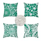 Outdoor Kissenbezug 40x40cm Outdoor Wasserdicht Grün Sofakissen Abstrakte Pflanzen Wasserfest Dekorative Kissenbezüge Outdoor Dekokissen Kopfkissenbezug für Garten Sofa Wohnzimmer Bett 4er Set -KY3120