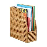 Relaxdays Stehsammler XL Bambus, A4, extrabreit, Papieraufbewahrung, Zeitschriftensammler,HBT 30,5 x 26,5 x 12 cm, natur, Standard