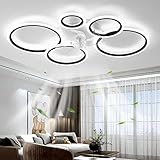 Modern Deckenventilator mit Beleuchtung, LED 72W Dimmbar Ventilator Deckenleuchte, Deckenventilator Lampe für Wohnbereich Schlafzimmer Küche, 6 Geschwindigkeiten, Schwarz 100cm