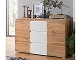 möbelando Kommode Beistellschrank Sideboard Anrichte Standschrank Schrank Ravenna III Honig-Eiche/Weiß