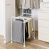 Metall-Hosenständer, Jeans-Organizer für einen Kleiderschrank und einen großen Kleiderschrank, Hosen mit 2-lagigem Kleiderbügel und Rollen, weißes Aufbewahrungsregal für Schals und Krawatten, Kleider