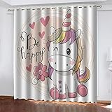 Hundnsney Verdunkelungsvorhang Mit Ösen, Schallschutz Vorhänge Blickdicht 3D Cartoon-Tierpony Muster Thermogardine Für Kinderzimmer Schlafzimmer Wohnzimmer Fensterdekoration 230X234cm (HxB)