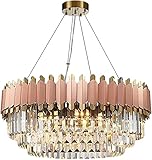 Moderne Pendelleuchte, Esstisch, Kristalllampe, verstellbar, für Hotel, Zuhause, dekorative Beleuchtung, Kronleuchter, SPI, Metall-Designer-Pendelleuchte (Rosa)
