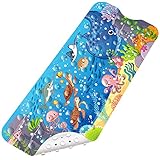 Laurraine Badewannenmatte für Kinder,Duschmatte,100 x 40 cm Antirutschmatte mit Saugnäpfen, maschinenwaschbar BPA frei und Hautsensitiv Badematte für die Badewanne