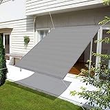 Sonnensegel 1.4 x 7 m Wasserdurchlässig Sonnenschutz Garten Schattierungsnetz Schattiernetz mit Ösen und Kordel für Balkon Garten Terrasse, Grau