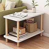 WOLWES Nachttisch Holz, Nachttisch Schmal, Beistelltisch mit Stauraum, Moderner Nachttisch – für Wohnzimmer, Büro (Color : Warm White, Size : W-30CM/L-80CM)