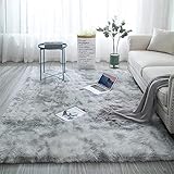 Aujelly Soft Area Rug Schlafzimmer Shaggy Teppich Zottige Teppiche Flauschige Bunte Batik-Teppiche Carpet Neu Hellgrau 200 x 300 cm