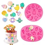 Koonafy 2 Stück Silikonform Form für Fondant, silikonform frucht Banane Ananas, Mini Kuchen Silikon Formen, Lutscher Formen Fondant Silikonform, 3D Backform Kuchen Dekorieren DIY handgefertigt Tools