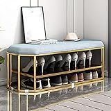 EnixWh Moderner Schuhhocker für das Wohnzimmer, Sitzhocker für den Schuhschrank für zu Hause, Schuhhocker für die Veranda, Aufbewahrungsbank für das Wohnzimmer und Schlafzimmer,Blau