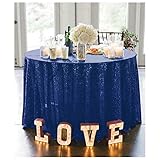 Pailletten-Tischdecke, rund, 308 cm, Marineblau, Tischdecke, glitzernd, Marineblau, runde Tischdecke, für Bankett, Partys, Babypartys, Tischdecke, runde Pailletten, Tischüberlagerung