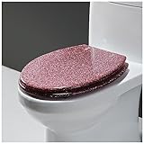 Glitter Wc-Sitz, Absenkautomatik Kunstharz, Stumm Einfache Montage Wc Deckel, Schnellverschluss, Polyresin Toilettendeckel, Komfort Toilettensitz, Edelstahlscharniere, Abnehmbar(Color:Rosa)