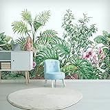 Fototapete Tapete Handbemalte grüne Pflanze Blätter Blumen Bananenblatt Vlies Moderne Wandtapete 3D Wandbilder Tapeten Wohnzimmer Schlafzimmer Wand Dekoration 100x70cm Tongshunj2425