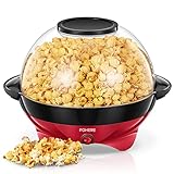 Popcornmaschine, 5L Popcorn Maker für Zuhause, Popcorn Machine mit Zucker, Öl, Butter, Antihaftbeschichtung und Abnehmbares Heizfläche, Stille und Schnelle, Großer Deckel als Servierschale