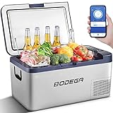 BODEGA Kompressor Kühlbox 20 Liter, Auto Kühlschrank, 12/24V für Auto, Lkw, Camping, Elektrische Kühlbox mit WIFI-APP-Steuerung, LED-Touch-Steuerung (Navy blau)