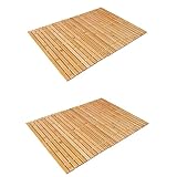 HJJKKH Bambus-Badematte, Natur-Bambus-Duschbad mit 50 x 80 cm, aufrollbare Bambus-Holzmatte, rutschfeste Duschwannenmatte für Badewanne, Dusche, Sauna, Whirlpool, 2 Stück