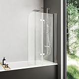 Meykoers Duschwand für Badewanne Badewannenfaltwand 2-teilig Faltbar 6mm ESG Sicherheitsglas Duschabtrennung Badewanne 120 x 140cm Duschwand Faltbar mit Nano Beschichtung