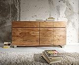 DELIFE Kommode Live-Edge Akazie Natur 172 cm 4 Schübe 4 Türen Baumkante Sideboard