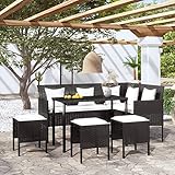 BULANED 5-TLG. Sofagarnitur in L-Form mit Kissen, Lounge Sofa Outdoor, Garten Loungemöbel, Gartensofa, Gartenlounge, Balkon Set Möbel, Poly Rattan Schwarz