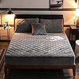 HAIBA Premium warme Spannbettlaken kuschelige Cashmere-Touch Bettlaken Jersey Fleece Spannbetttuch Bett Flauschiges Laken,grau,180x200cm+30cm