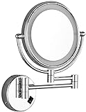 FARUTA Beleuchteter Wand-Make-up-Spiegel 8 Zoll Badezimmer Schminkspiegel Metallspiegel mit Faltlupe Wand (Color : Silver, Size : 8 inches 5X)