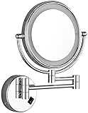 FARUTA Beleuchteter Wand-Make-up-Spiegel 8 Zoll Badezimmer Schminkspiegel Metallspiegel mit Faltlupe Wand (Color : Silver, Size : 8 inches 5X)
